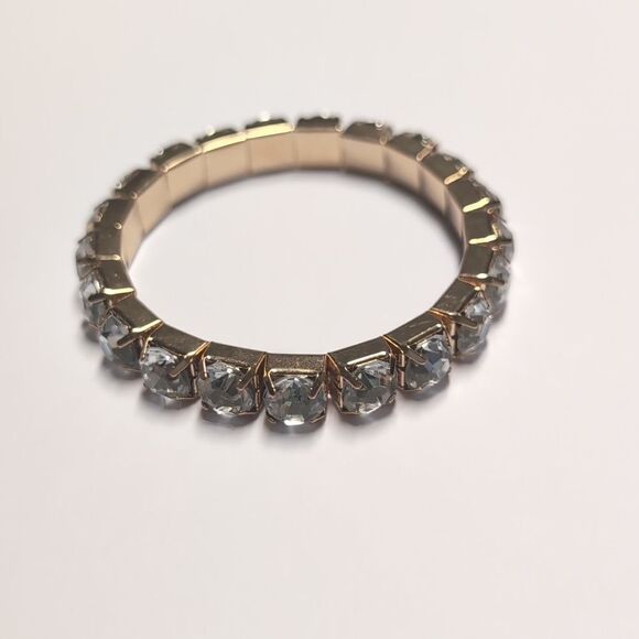 162 Gold with Crystal Rhinestones Stretch Bracelet - Picture 3 of 5